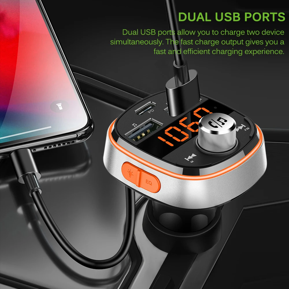 QC 3,0 Быстрая зарядка Bluetooth 5,0 FM передатчик громкой связи автомобильный комплект TF USB u-диск Музыка MP3 Автомагнитола автомобильное зарядное устройство