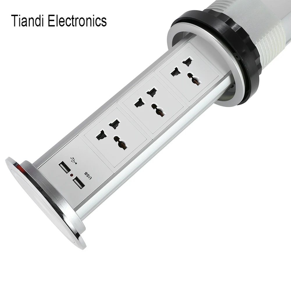 Desktop Socket/Electric Lifting Socket 3-Digit Universal Power Supply With USB Charging Touch Sensor Button For Office And Home