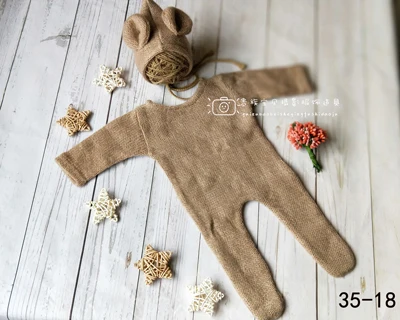 Baby Boy Girl fotoshooting Costume Newborn Photography Props Baby Photoshoot Cartoon Bear Hat+Rompers Outfits Clothes fotografia Accessories - Цвет: Set J