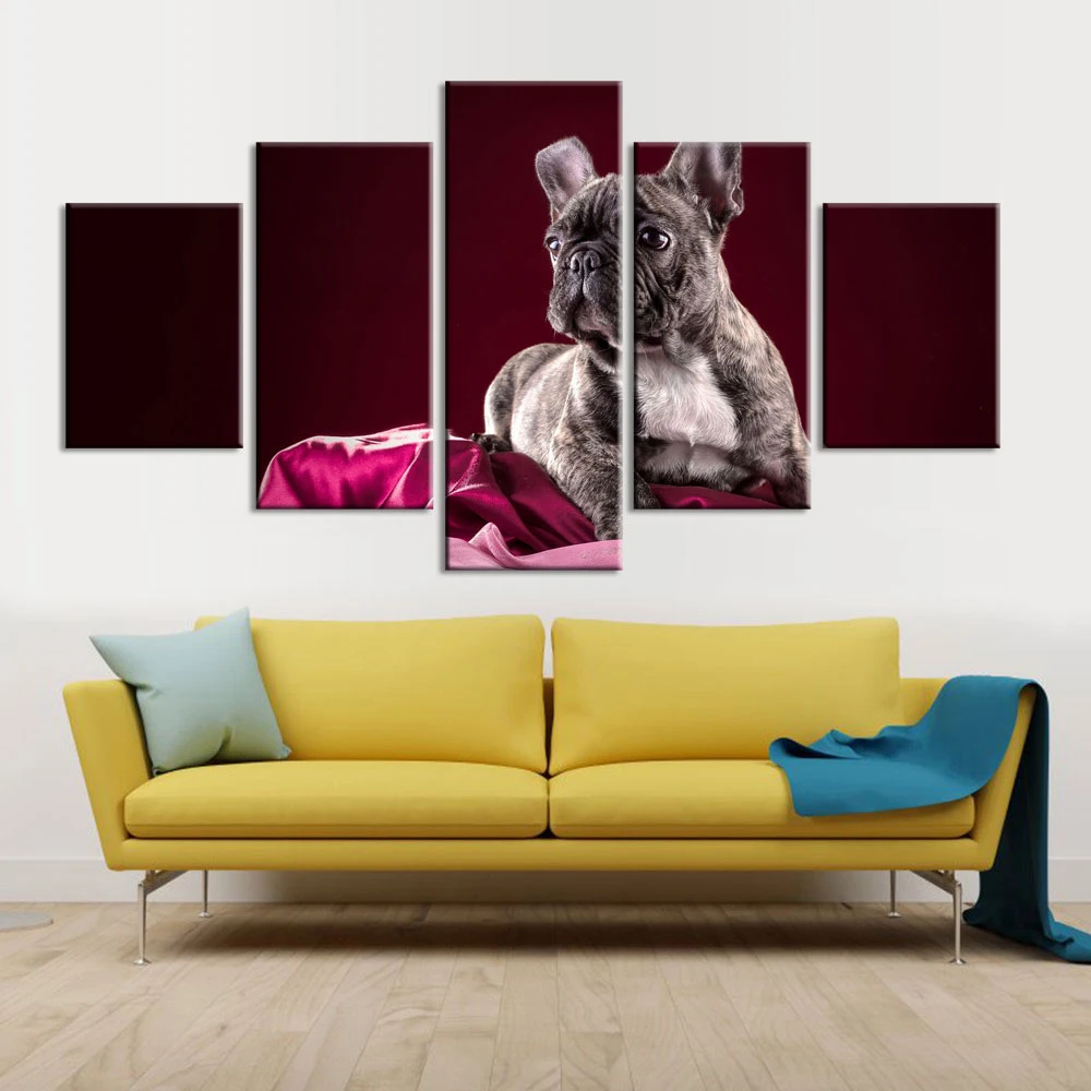 

Home Decor Canvas Painting Cuadros 5 Pieces Animal Dog HD Prints Wall Art Modular For Bedside Background Pictures Artwork Poster