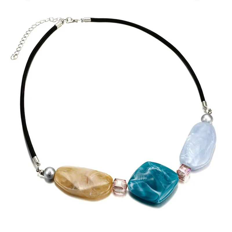 

Women's Candy Color Necklace Pendant Women Geometric Trendy Acrylic Rope Statement Necklace Fashion Charms Sweater Chain Jewelry