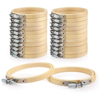 

BEAU-24 Pieces of 3-Inch Embroidery Hoop, Bamboo Cross-Stitch Hoop for Embroidery and Cross-Stitch