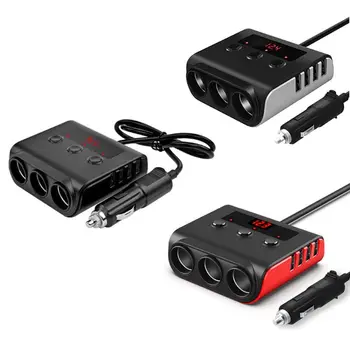 

3 Way Car Cigarette Lighter Adapter 12V-24V Socket Splitter Plug LED 4 USB Charger Adapter 2.4A 100W For Phone MP3 DVR