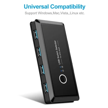 

USB Switch Selector 2 Computers Sharing 4 USB Devices USB3.0 Adapter Switcher Hub for Mouse, Keyboard, Scanner, Printer