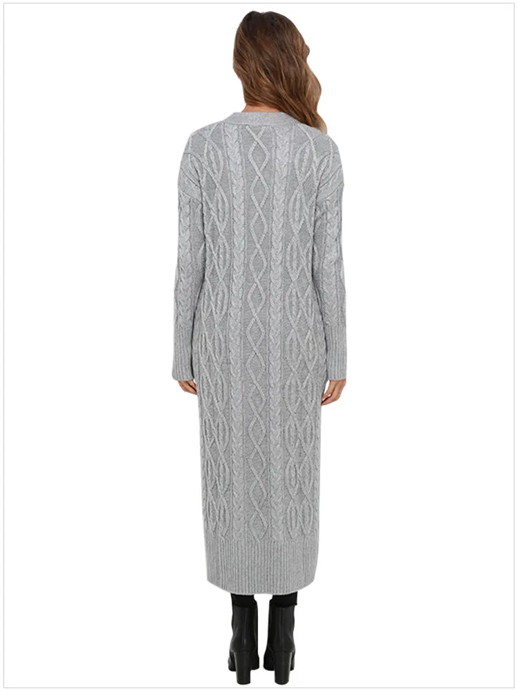 Women Knitted Cardigan Open Stitch Pocket Casual Long Knitwear Cardigans Ladies Long-sleeve Jacket Coat Sweaters AA11916
