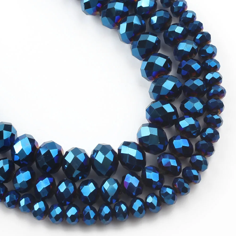 Faceted Blue Austria Crystal Glass Beads 4/6/8/10/12MM Round Loose For Jewelry Making Necklace Diy Bracelet New Arrivals | Украшения и