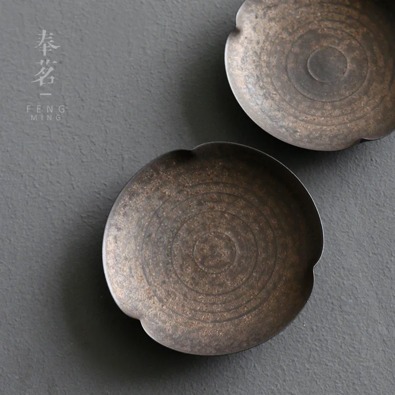 

Eggshell Rust Coasters Ceramic Cup Mats Retro Pot Tray Rust Glaze Cup Saucer Kung Fu Tea Set Tea Ceremony Accessories Saucer