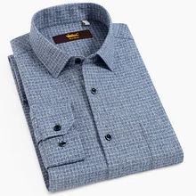 Мужская классическая стандартная клетчатая фланелевая рубашка с длинными рукавами с накладным карманом на груди, мягкая Толстая Повседневная хлопковая рубашка в мелкую клетку