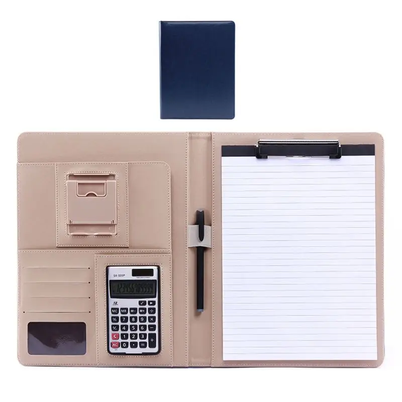 A4 PU Leather Clipboard Folder Multifunction Filing Document File Meeting Holder - Цвет: B-DB