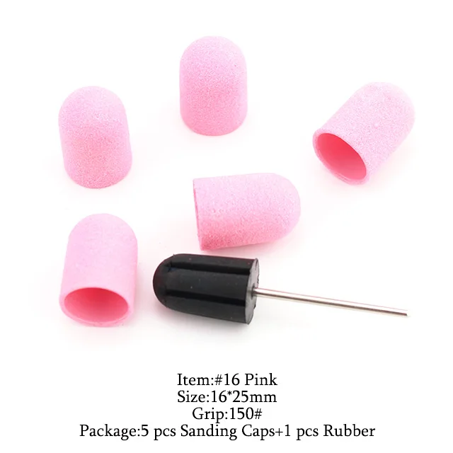 5 шт. Пластиковые шлифовальные ленты колпачки для ногтей дрель фреза для маникюра педикюра 150 резиновый абразивный инструмент для ухода за ногами аксессуары - Цвет: Pink-5