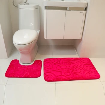 

2pcs/set Memory Foam Bathroom Carpet Non Slip Rug Toilet Home Decor U-shaped Bathroom Carpet Set Floor Mat Kit Banyo Paspas b