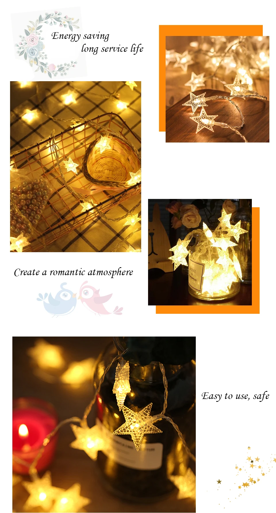 YINUO CANDLE 2/4, 5 м светодиодный гирлянда со звездами, гирлянда, светодиодный гирлянда, Рождественские огни для дома, рождественские, свадебные, праздничные украшения