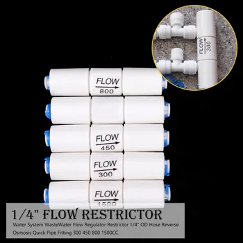 

Water System WasteWater Flow Regulator Restrictor 1/4" OD Hose Reverse Osmosis Quick Pipe Fitting 300 450 800 1500CC