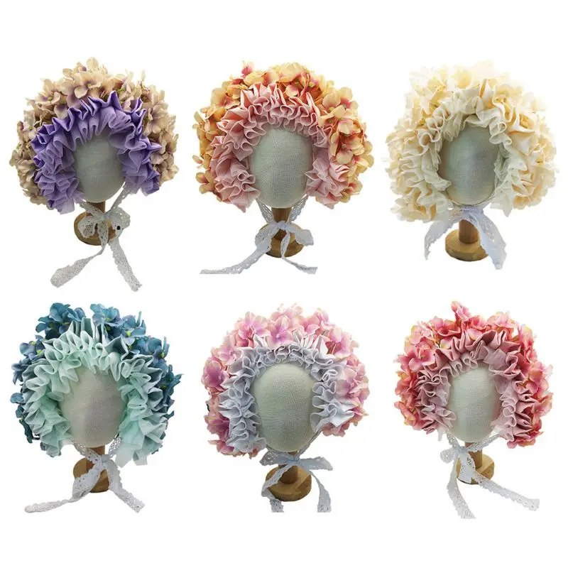 

Newborn Floral Bonnet Baby Simulation Flower Hat Photography Props Handmade Cap