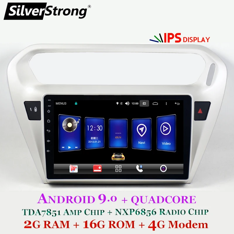 Clearance SilverStrong IPS Android9.0 Car Radio For PEUGEOT 301 Android Car GPS for CITROEN Elysee Audio Headunit GPS Navi option DSP 1
