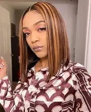 Peluca de cabello humano con encaje transparente para mujer, postizo de encaje frontal de 13x4, Bob ombré corte, pelo brasileño predespuntado