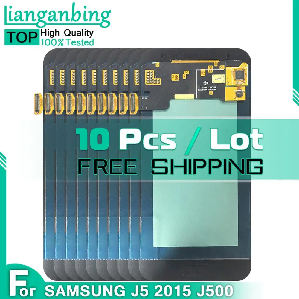 10 pçs super amoled lcds j5 2015 j500 j500f j500fn j500h display 100% testado trabalhando montagem da tela de toque para samsung galaxy