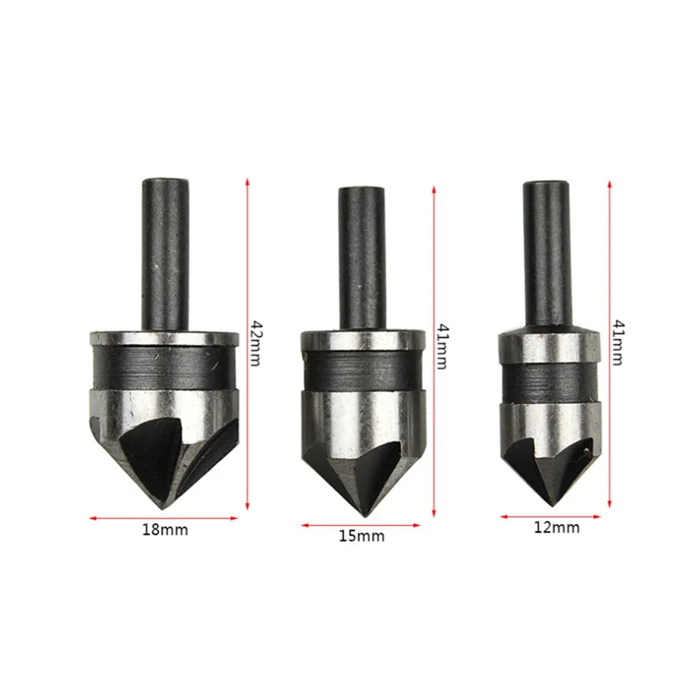 3 개/대 5 플루트 카운터 싱크 드릴 비트 HSS 82 도 포인트 각도 모따기 모따기 커터 1/4 전동 공구 용 라운드 생크