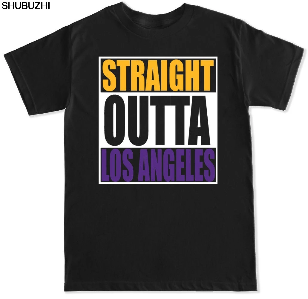 

STRAIGHT OUTTA LOS ANGELES LA LAKERS BASKETBALLER PURPLE GOLD MAMBA MENS T SHIRT sbz4157