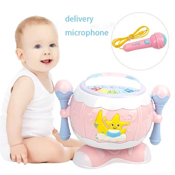 

Children's Joy Multi-rotation Drum Baby Music Poetry Hand Drums Baby With Microphone Pat Drum Puzzle Early Education Toys