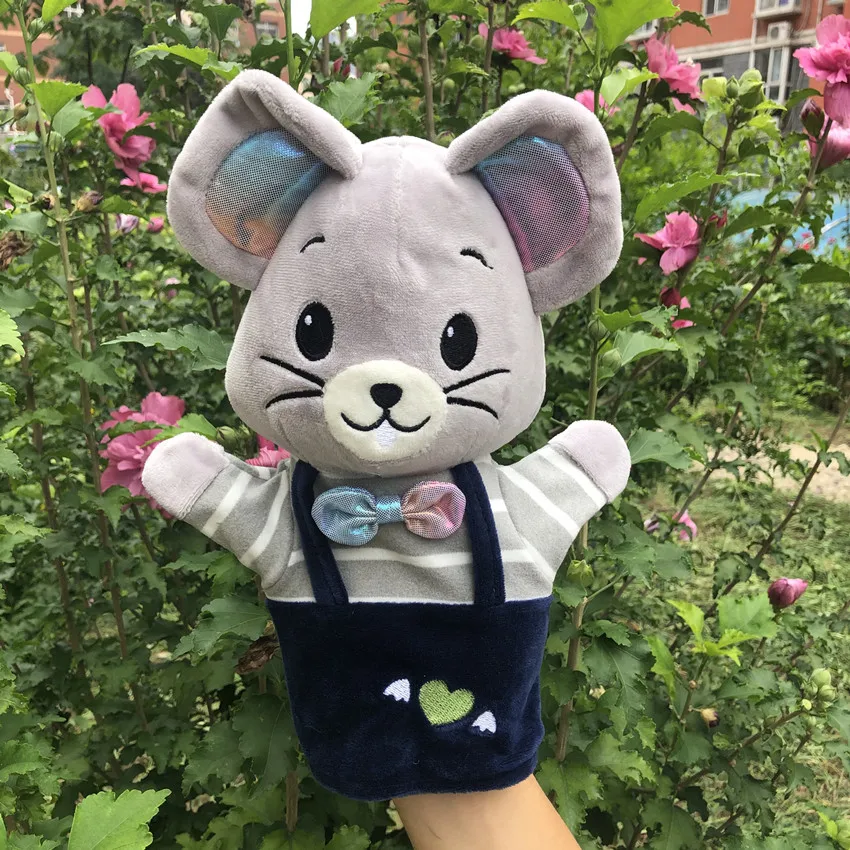 24cm cartoon Kind Big Hand Puppet Animal Plush Doll For Kids Children Adult Finger Puppet Glove Mouse Toys Panda Monkey Animal