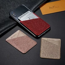 Fashion Women Men Gold Sticker Card Slot Holder Wallet Credit Card Pocket Glitter Sticker For iPhone 11 Pro XS Max XR 6 7 8 Plus