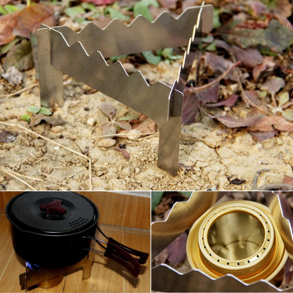 Details about / Folding 3 Leg Alcohol Burner Stove Stand Rack Bracket Camping Cooking BBQ