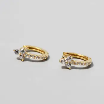 

925 Sterling Silver Earrings Fashion Geometric Flowers Zircon Round Ear Ring Drop Wild Cute Sweet Women Girl Silver Ear Jewelry