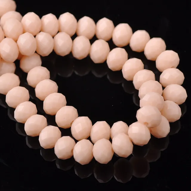Rondelle Faceted Czech Crystal Glass Solid Color 3x2mm 4x3mm 6x4mm 8x6mm 10x7mm 12x8mm Loose Spacer Beads for Jewelry Making DIY 68 Opaque Beige