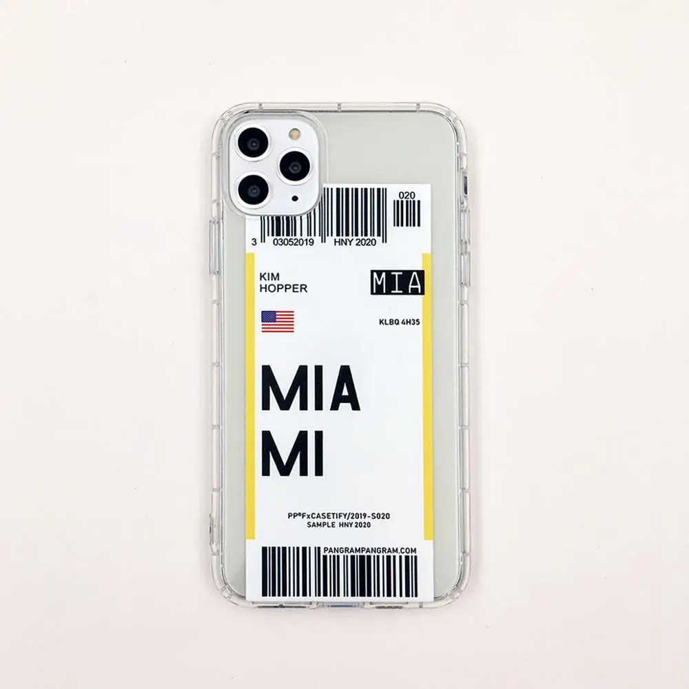 Противоударный чехол для iPhone 11 Pro XS MAX 7 8 6 6s Plus XR X, чехол с изображением логотипа города, значок авиа самолета, билетная этикетка, штрих-код, силиконовый чехол - Цвет: Style 15