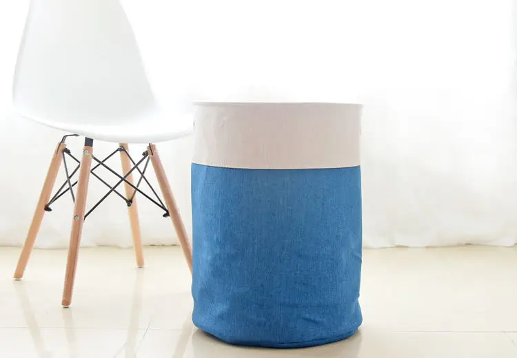 blue Laundry Basket Picnic Basket Stand Toy Storage Box Bag Cotton Washing Dirty Clothes Basket Organizer Bin Handle (7)