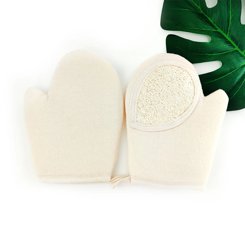 Wash Scrub Gloves Shower Strip For Body Brush Natural Bamboo Fiber Bath Exfoliating Glove