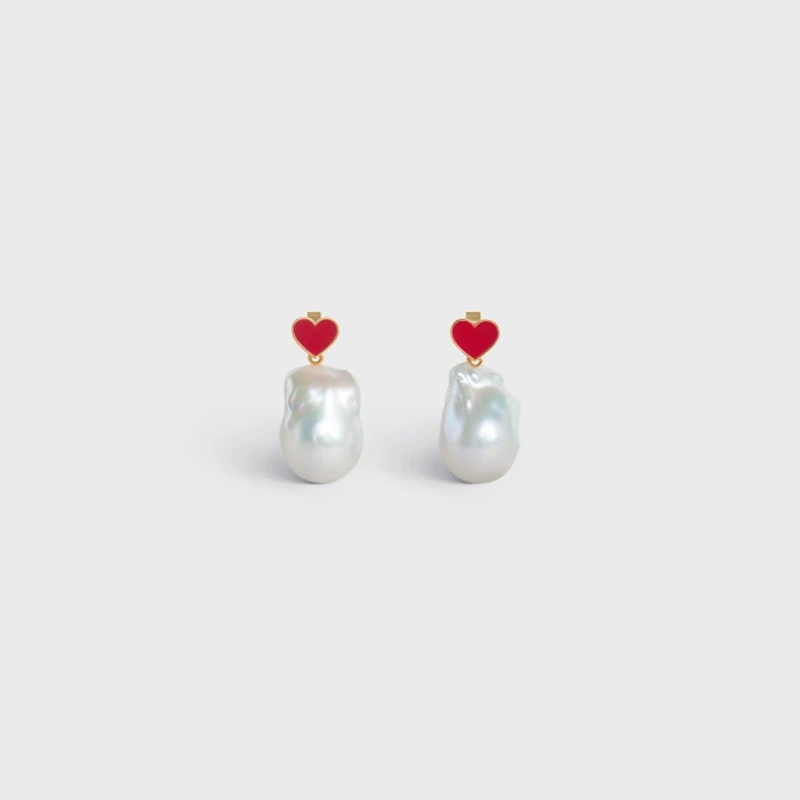 

Fashion Irregular Pearl Love Heart Dangle Earring S925 Ear Pin Simulated Baroque Pearl Earring for Women Party Jewelry