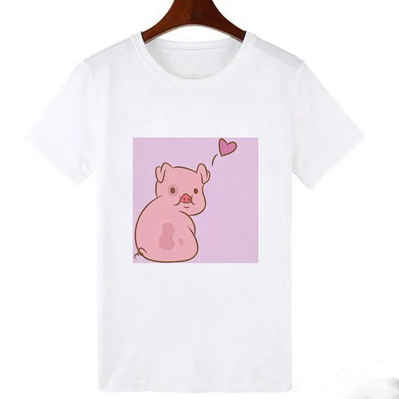 Kawaii/футболка для малышей в стиле Харадзюку; милая розовая футболка с рисунком поросенка для мальчиков; детская рубашка для отдыха для девочек; Модная белая удобная одежда с героями мультфильмов - Цвет: 4284