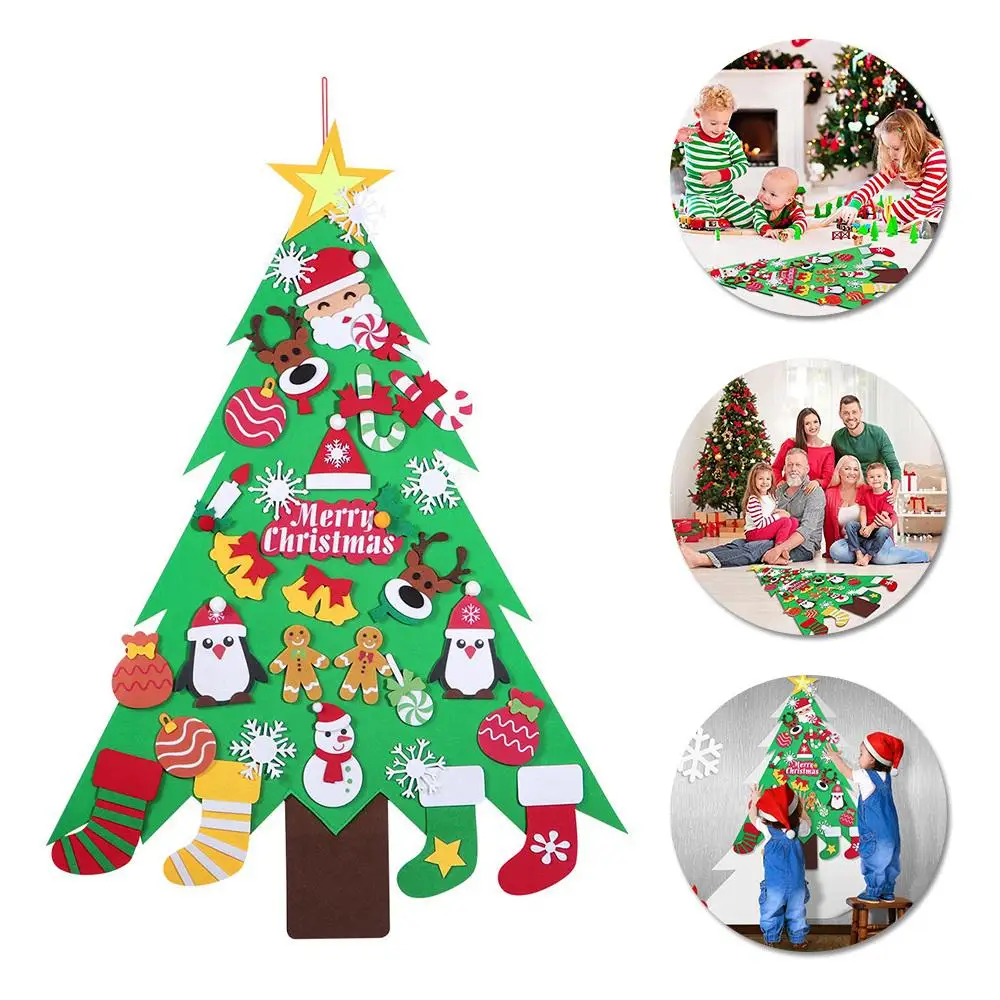 1 tree 33 sticker DIY фетровый Рождественский набор Снеговик прекрасный мультфильм нетканый материал войлок Рождественская елка DIY ремесло ручной работы для рождества кулон орнамент - Цвет: 1 tree 33 sticker