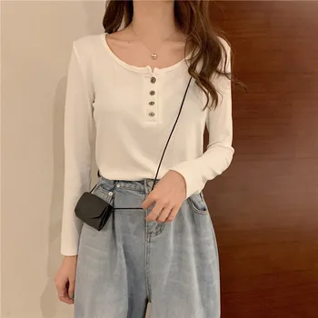 

PX2560 2020 new Korean version of solid color all-match long-sleeved T-shirt with inner bottoming shirt women