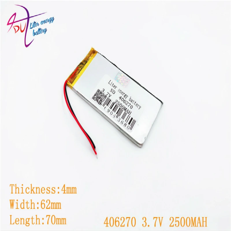 1 шт [SD] 406270 3,7 V, 2500 mAH, [406070] полимер литий-ионный/литий-ионный аккумулятор для игрушки, POWER BANK, gps, mp3, mp4, мобильный телефон, динамик