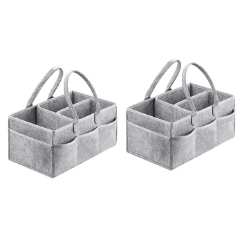 

2PCS Baby Diaper Caddy Organizer Portable Holder Bag for Changing Table and Car, Nursery Essentials Storage Bins