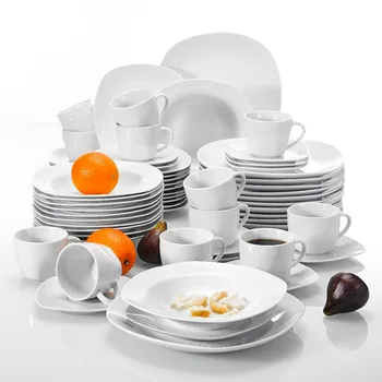 

MALACASA Elisa 60-Piece Porcelain Dinner Set with Coffee Cups,Saucers,Dinner Soup Dessert Plates Set Service for 12 Person