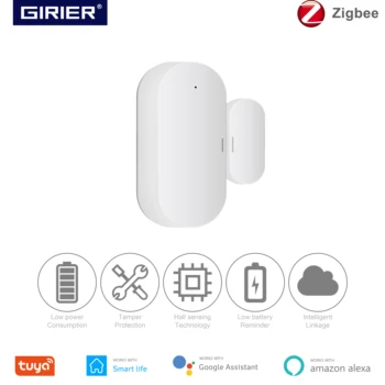 

Tuya ZigBee Door Window Sensor, Wireless Remote Monitor Security for Home, Work with Alexa Google Home Smart Life, Hub Required