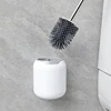 TPR brosse de toilette en caoutchouc support de tête brosse de nettoyage pour toilette tenture murale ménage plancher salle de bain outil de nettoyage avec pince à épiler ► Photo 3/6