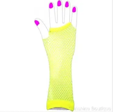 yellow 12 цветов, длинные перчатки без пальцев, осень, женские модные флуоресцентные сексуальные сетчатые перчатки для ночного клуба - Цвет: yellow