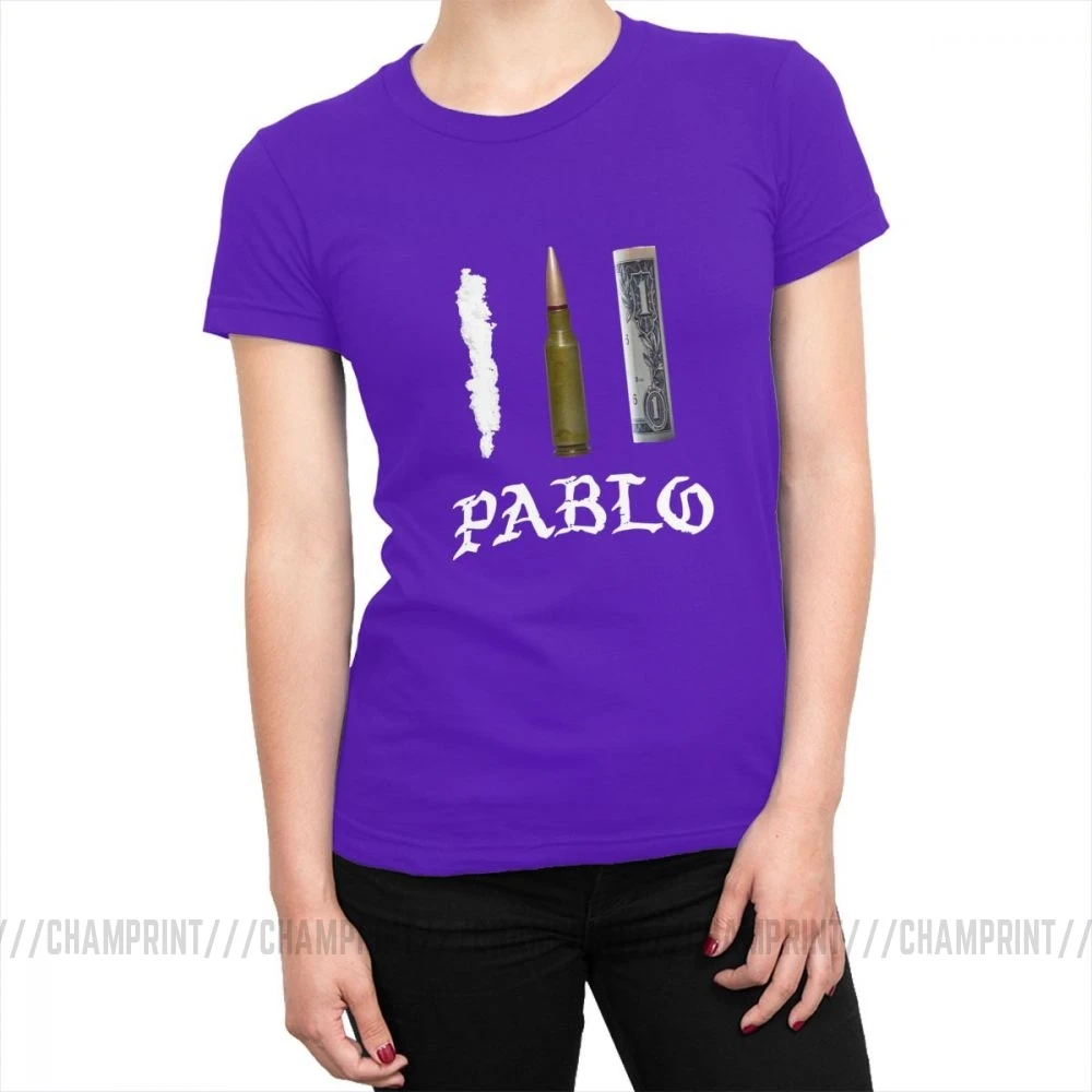 Pablo Escobar, футболка, топы, наркос, наркос, пуля, деньги, футболки для женщин, эстетическая футболка, хлопок, сумасшедшая одежда, женская, с принтом - Цвет: Фиолетовый