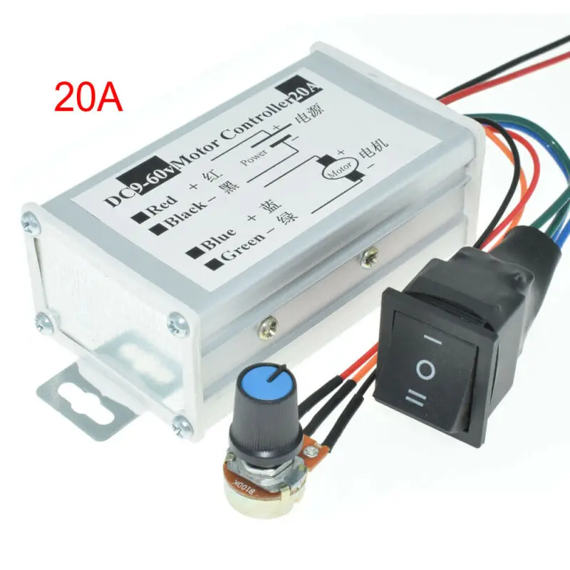 DC 9 V-60 V Max 20A PWM двигатель постоянного тока бесступенчатый переключатель управления переменной скоростью