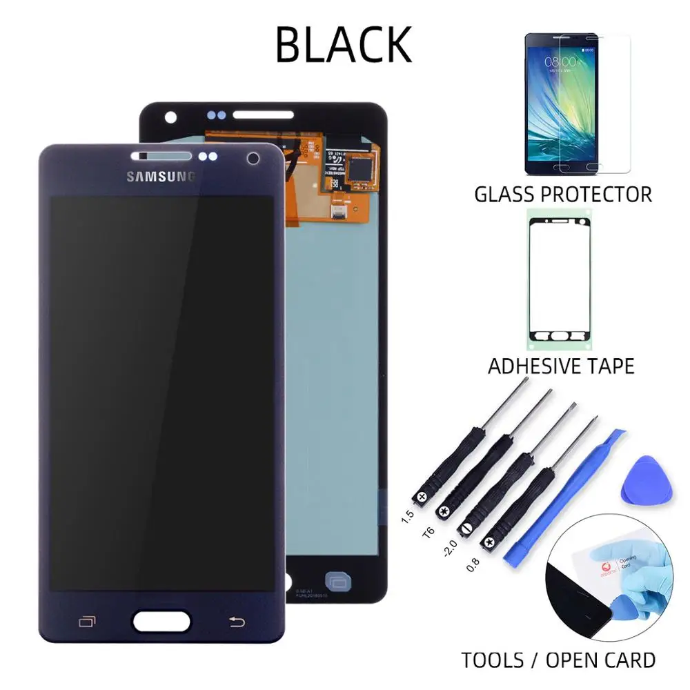 AMOLED Дисплей для SAMSUNG Galaxy A5 A5 A500FU A500 A500F A500M LCD в сборе с тачскрином 5.0'' черный белый золотой - Цвет: Black No Frame