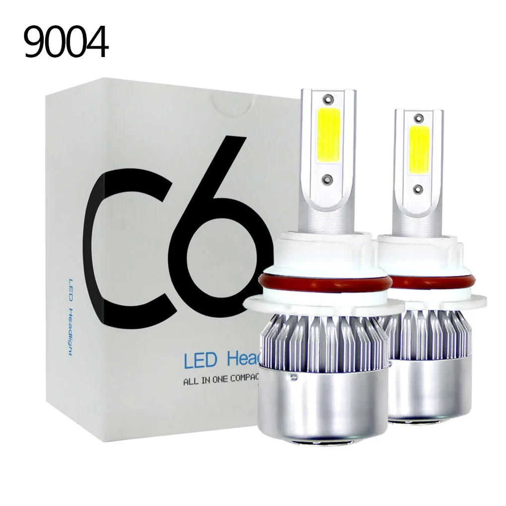 1 Pair Car High Low Beam Bulb COB LED Headlight 36W 6000K Front Lightbulb Automotive Accessory