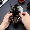 Genuine Leather Men Wallets Vintage Cow Leather Wallet Male Handmade Custom Dollar Price Coin Purse Short Wallet carteira 4