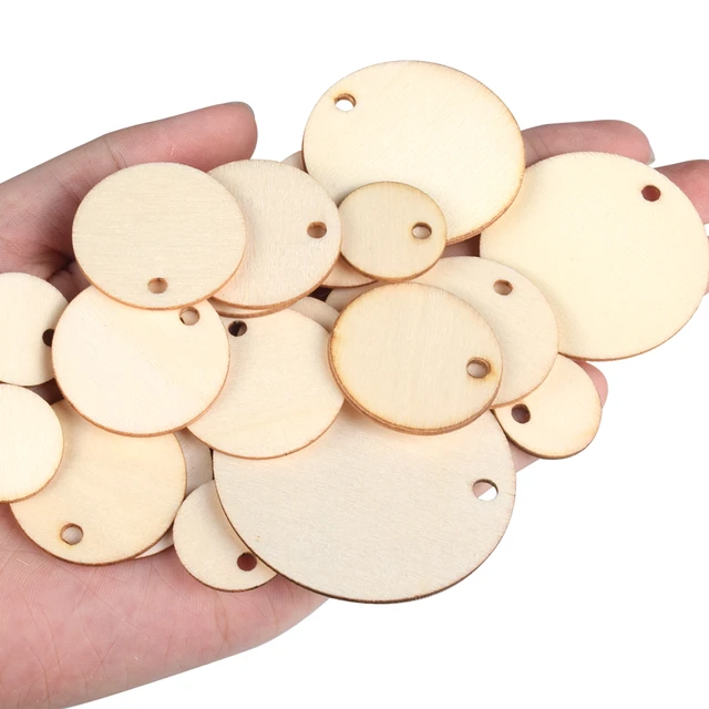 Buy 100pcs Round Wooden Discs with Holes Calendar Tag Reminder Record Wood  Chip Birthday Board Tags and 100pcs Iron Rings for Arts and Crafts Online