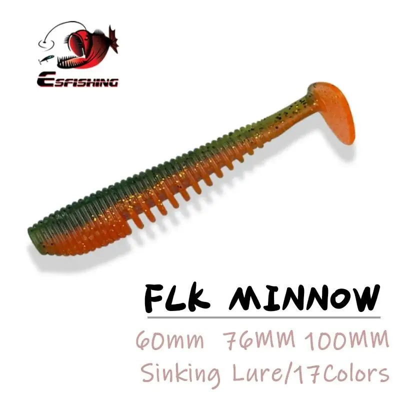 ESFISHING Fishing Lure Awaruna Soft Lure FLK Minnow 60mm 100mm Isca Artificial Pesca Silicone Bait Ice Fishing ► Photo 1/5