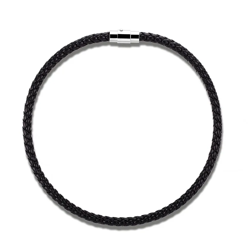 MKENDN персонализированное мужское ожерелье-чокер черное коричневое плетеное кожаное ожерелье из нержавеющей стали с магнитной застежкой мужские ювелирные изделия подарки